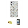 MARSİLYAN™- iPhone 11 Kılıf Pusula Form - Siyah 34D Hayalet Izgaralı Cam + Rainbow Kamera Lens Koruma Cam - KI