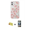 MARSİLYAN™- iPhone 11 Kılıf Pusula Form - Siyah 34D Hayalet Izgaralı Cam + Rainbow Kamera Lens Koruma Cam - KI