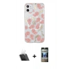 MARSİLYAN™- iPhone 11 Kılıf Pusula Form - Siyah 34D Hayalet Izgaralı Cam + Şeffaf Kamera Lens Koruma Cam