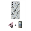 MARSİLYAN™- iPhone 11 Kılıf Pusula Form - Siyah 34D Hayalet Izgaralı Cam + Raze Metal Kamera Lens - SH