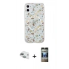MARSİLYAN™- iPhone 11 Kılıf Pusula Form - Siyah 34D Hayalet Izgaralı Cam + Pers Alüminyum Kamera Lens - YL