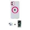 MARSİLYAN™- iPhone 11 Kılıf Pusula Form - Siyah 360 Mat Full Body Arka Koruyucu + Gökkuşağı Pers Alüminyum Kamera Lens