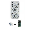 MARSİLYAN™- iPhone 11 Kılıf Pusula Form - Siyah 360 Mat Full Body Arka Koruyucu + Gökkuşağı Pers Alüminyum Kamera Lens