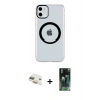 MARSİLYAN™- iPhone 11 Kılıf Pusula Form - Siyah 360 Mat Full Body Arka Koruyucu + Pers Alüminyum Kamera Lens - GD
