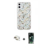 MARSİLYAN™- iPhone 11 Kılıf Pusula Form - Siyah 360 Mat Full Body Arka Koruyucu + Pers Alüminyum Kamera Lens - GD