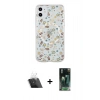 MARSİLYAN™- iPhone 11 Kılıf Pusula Form - Siyah 360 Mat Full Body Arka Koruyucu + Kamera Lens Koruma Cam - SF