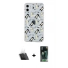 MARSİLYAN™- iPhone 11 Kılıf Pusula Form - Siyah 360 Mat Full Body Arka Koruyucu + Kamera Lens Koruma Cam - SF