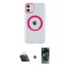 MARSİLYAN™- iPhone 11 Kılıf Pusula Form - Siyah 360 Mat Full Body Arka Koruyucu + Kamera Lens Koruma Cam - SF