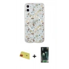 MARSİLYAN™- iPhone 11 Kılıf Pusula Form - Siyah 360 Mat Full Body Arka Koruyucu + Rainbow Kamera Lens Koruma Cam - KI