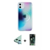 MARSİLYAN™- iPhone 11 Kılıf Pusula Form - Siyah 360 Mat Full Body Arka Koruyucu + Raze Metal Kamera Lens - MI
