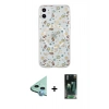 MARSİLYAN™- iPhone 11 Kılıf Pusula Form - Siyah 360 Mat Full Body Arka Koruyucu + Raze Metal Kamera Lens - MI
