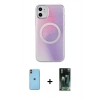 MARSİLYAN™- iPhone 11 Kılıf Pusula Form - Siyah 360 Mat Full Body Arka Koruyucu + Neon Fosforlu Kamera Lens - TU