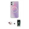 MARSİLYAN™- iPhone 11 Kılıf Pusula Form - Siyah 360 Mat Full Body Arka Koruyucu + Pers Alüminyum Kamera Lens - KI