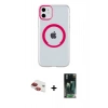 MARSİLYAN™- iPhone 11 Kılıf Pusula Form - Siyah 360 Mat Full Body Arka Koruyucu + Pers Alüminyum Kamera Lens - KI