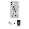 MARSİLYAN™- iPhone 11 Kılıf Pusula Form - Siyah 360 Mat Full Body Arka Koruyucu + Pers Alüminyum Kamera Lens - YL