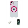 MARSİLYAN™- iPhone 11 Kılıf Pusula Form - Siyah 360 Mat Full Body Arka Koruyucu + Renkli Kamera Lens Koruma Cam - TU