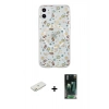 MARSİLYAN™- iPhone 11 Kılıf Pusula Form - Siyah 360 Mat Full Body Arka Koruyucu + Renkli Kamera Lens Koruma Cam - TU