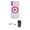 MARSİLYAN™- iPhone 11 Kılıf Pusula Form - Siyah 360 Mat Full Body Arka Koruyucu + Renkli Kamera Lens Koruma Cam - SI