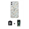 MARSİLYAN™- iPhone 11 Kılıf Pusula Form - Siyah 360 Mat Full Body Arka Koruyucu + PVD Metal Kamera Lens - YL