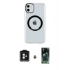 MARSİLYAN™- iPhone 11 Kılıf Pusula Form - Siyah 360 Mat Full Body Arka Koruyucu + PVD Metal Kamera Lens - YL