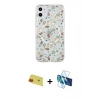 MARSİLYAN™- iPhone 11 Kılıf Pusula Form - Siyah 3D Antistatik Cam Ekran Koruyucu + Rainbow Kamera Lens Koruma Cam - KI