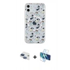MARSİLYAN™- iPhone 11 Kılıf Pusula Form - Siyah 3D Antistatik Cam Ekran Koruyucu + Pers Alüminyum Kamera Lens - LT