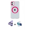 MARSİLYAN™- iPhone 11 Kılıf Pusula Form - Siyah 3D Antistatik Cam Ekran Koruyucu + Raze Metal Kamera Lens - MR