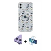 MARSİLYAN™- iPhone 11 Kılıf Pusula Form - Siyah 3D Antistatik Cam Ekran Koruyucu + Raze Metal Kamera Lens - MR