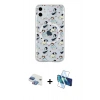 MARSİLYAN™- iPhone 11 Kılıf Pusula Form - Siyah 3D Antistatik Cam Ekran Koruyucu + Pers Alüminyum Kamera Lens - GI