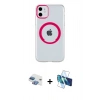MARSİLYAN™- iPhone 11 Kılıf Pusula Form - Siyah 3D Antistatik Cam Ekran Koruyucu + Pers Alüminyum Kamera Lens - GI