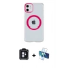 MARSİLYAN™- iPhone 11 Kılıf Pusula Form - Siyah 3D Antistatik Cam Ekran Koruyucu + PVD Metal Kamera Lens - MI
