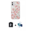 MARSİLYAN™- iPhone 11 Kılıf Pusula Form - Siyah 3D Antistatik Cam Ekran Koruyucu + PVD Metal Kamera Lens - MI