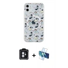 MARSİLYAN™- iPhone 11 Kılıf Pusula Form - Siyah 3D Antistatik Cam Ekran Koruyucu + PVD Metal Kamera Lens - MI
