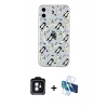 MARSİLYAN™- iPhone 11 Kılıf Pusula Form - Siyah 3D Antistatik Cam Ekran Koruyucu + PVD Metal Kamera Lens - MI