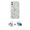 MARSİLYAN™- iPhone 11 Kılıf Pusula Form - Siyah 3D Antistatik Cam Ekran Koruyucu + Raze Metal Kamera Lens - GS