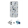 MARSİLYAN™- iPhone 11 Kılıf Pusula Form - Siyah 3D Antistatik Cam Ekran Koruyucu + Raze Metal Kamera Lens - GS
