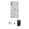 MARSİLYAN™- iPhone 11 Kılıf Pusula Form - Siyah 3D Antistatik Hayalet Cam Ekran Koruyucu + Pers Alüminyum Kamera Lens - GD