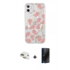 MARSİLYAN™- iPhone 11 Kılıf Pusula Form - Siyah 3D Antistatik Hayalet Cam Ekran Koruyucu + Pers Alüminyum Kamera Lens - GD