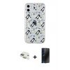 MARSİLYAN™- iPhone 11 Kılıf Pusula Form - Siyah 3D Antistatik Hayalet Cam Ekran Koruyucu + Pers Alüminyum Kamera Lens - GD