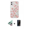 MARSİLYAN™- iPhone 11 Kılıf Pusula Form - Siyah 3D Antistatik Hayalet Cam Ekran Koruyucu + Raze Metal Kamera Lens - KI