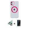MARSİLYAN™- iPhone 11 Kılıf Pusula Form - Siyah 3D Antistatik Hayalet Cam Ekran Koruyucu + Raze Metal Kamera Lens - KI