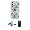MARSİLYAN™- iPhone 11 Kılıf Pusula Form - Siyah 3D Antistatik Hayalet Cam Ekran Koruyucu + Raze Metal Kamera Lens - KI