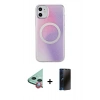 MARSİLYAN™- iPhone 11 Kılıf Pusula Form - Siyah 3D Antistatik Hayalet Cam Ekran Koruyucu + Raze Metal Kamera Lens - KI