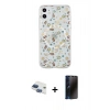MARSİLYAN™- iPhone 11 Kılıf Pusula Form - Siyah 3D Antistatik Hayalet Cam Ekran Koruyucu + Pers Alüminyum Kamera Lens - LT