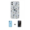 MARSİLYAN™- iPhone 11 Kılıf Pusula Form - Siyah 3D Antistatik Hayalet Cam Ekran Koruyucu + Neon Fosforlu Kamera Lens - MI