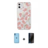 MARSİLYAN™- iPhone 11 Kılıf Pusula Form - Siyah 3D Antistatik Hayalet Cam Ekran Koruyucu + Neon Fosforlu Kamera Lens - MI