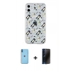 MARSİLYAN™- iPhone 11 Kılıf Pusula Form - Siyah 3D Antistatik Hayalet Cam Ekran Koruyucu + Neon Fosforlu Kamera Lens - MI