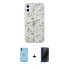 MARSİLYAN™- iPhone 11 Kılıf Pusula Form - Siyah 3D Antistatik Hayalet Cam Ekran Koruyucu + Neon Fosforlu Kamera Lens - MI