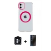 MARSİLYAN™- iPhone 11 Kılıf Pusula Form - Siyah 3D Antistatik Hayalet Cam Ekran Koruyucu + PVD Metal Kamera Lens - MI