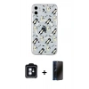 MARSİLYAN™- iPhone 11 Kılıf Pusula Form - Siyah 3D Antistatik Hayalet Cam Ekran Koruyucu + PVD Metal Kamera Lens - MI